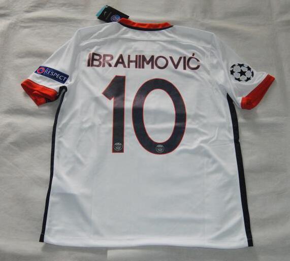 PSG 2015-16 UCL Ibrahimovic #10 Away Soccer Jersey